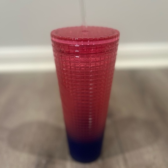 Starbucks Summer 2022 Watermelon Pink Blue Grid Tumbler Cold Cup 24oz Cup - Picture 5 of 5